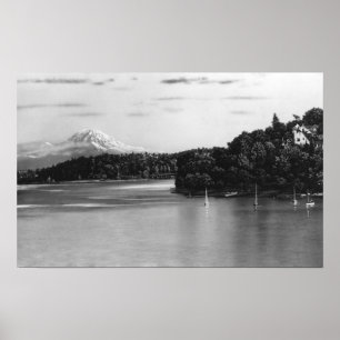 Seattle, WA Lake Washington View and Rainier Poster