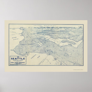 Seattle, WA Panoramic Map - 1925 Poster