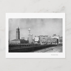 Seattle, WA - Seattle Railway Centre and Smith Postcard