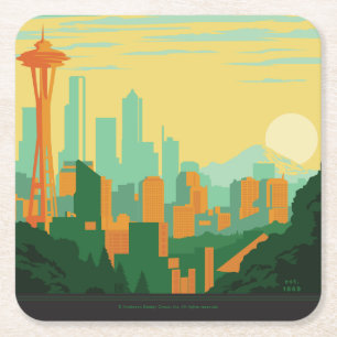 Seattle, WA Square Paper Coaster