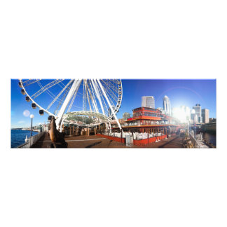 Seattle WA | Sunny Pier & the Big Wheel | 36x12 Photo Print