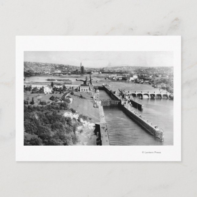 Seattle, WA US Government Locks Ballard View Postcard (Front)