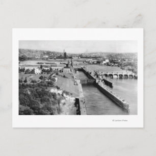Seattle, WA US Government Locks Ballard View Postcard