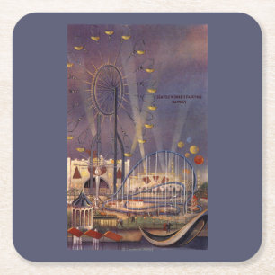 Seattle, Washington1962 World's Fair Poster Square Paper Coaster
