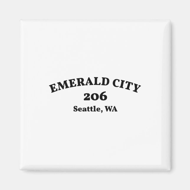 Seattle Washington Area Code 206 Emerald City  Magnet (Front)