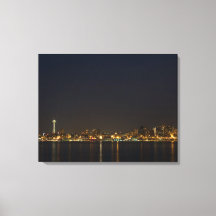 Seattle, Washington at Night 3-Panel Canvas