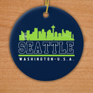 Seattle Washington Beautiful Skyline City Ceramic Tree Decoration