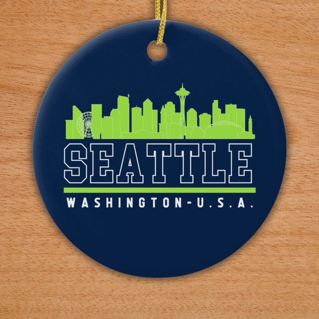 Seattle Washington Beautiful Skyline City Ceramic Tree Decoration (Creator Uploaded)