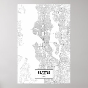 Seattle, Washington (black on white) Poster