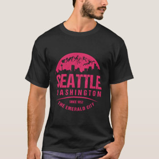 Seattle Washington City Skyline Grunge T-Shirt