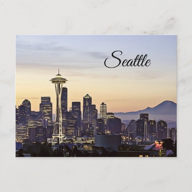 Seattle Washington City Skyline Postcard (Front)