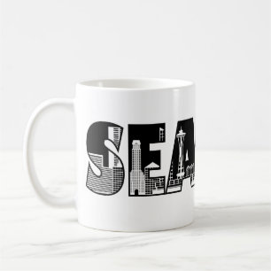 Seattle Washington City Skyline Silhouette Mug