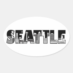 Seattle Washington City Skyline Silhouette Sticker