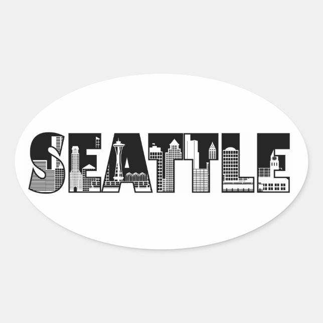 Seattle Washington City Skyline Silhouette Sticker (Front)