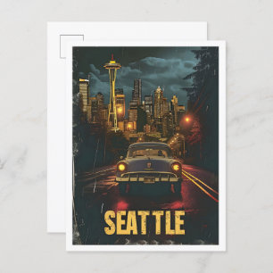 Seattle Washington Classic Retro Vintage Travel Postcard