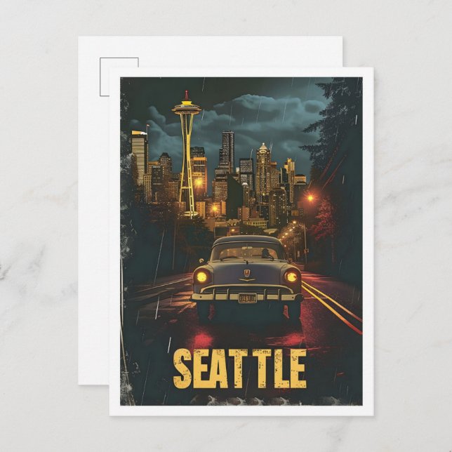 Seattle Washington Classic Retro Vintage Travel Postcard (Front/Back)