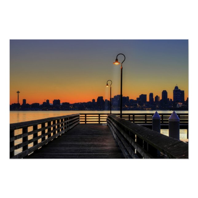 Seattle Washington Downtown Skyline Poster (Front)