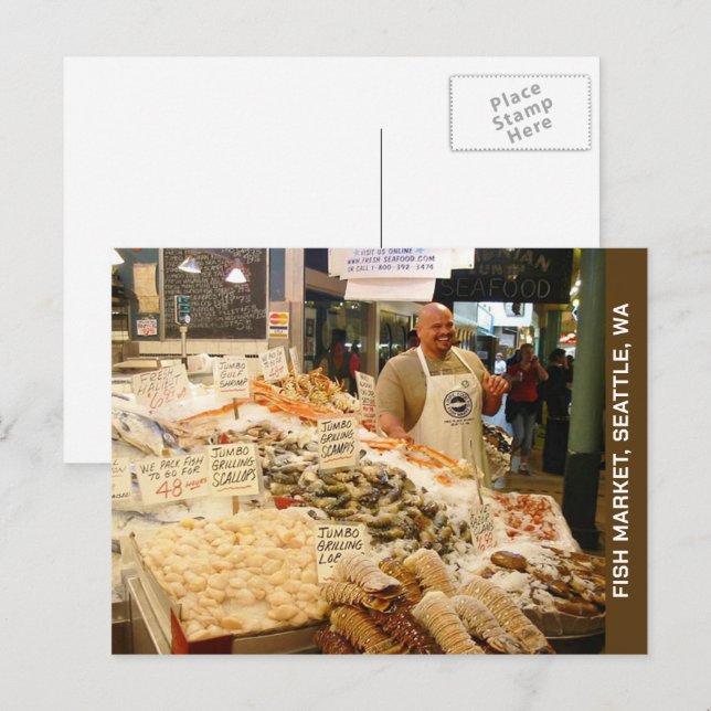 Seattle Washington Fish Market  Postcard (Front/Back)