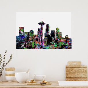 Seattle, Washington in graffiti Poster