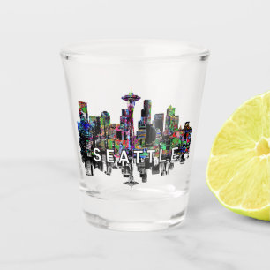 Seattle, Washington in graffiti Shot Glass