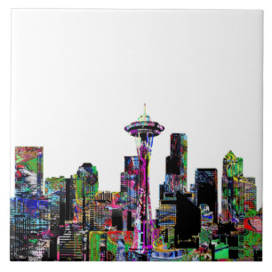 Seattle, Washington in graffiti Tile