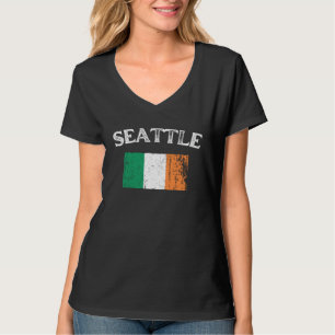 SEATTLE WASHINGTON Irish American Flag Badge T-Shirt