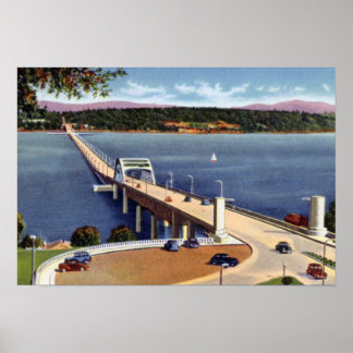 Seattle Washington Lake Washington Floating Bridge Poster