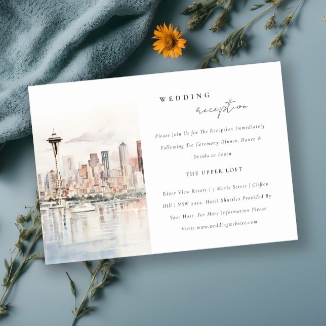 Seattle Washington Landscape Wedding Reception Enclosure Card (Creator Uploaded)