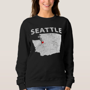 Seattle Washington Map Love Heart Retro Vintage Sweatshirt