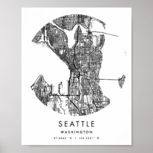 Seattle Washington Minimal Modern Circle Street Ma Poster