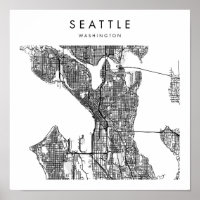 Seattle Washington Minimal Modern Street Map
