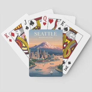 Seattle Washington Mt Rainier Sunset Playing Cards