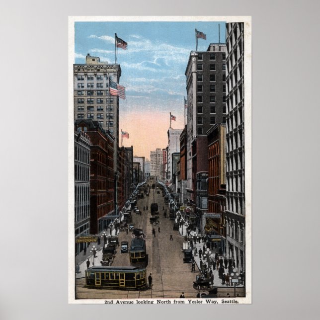 Seattle, Washington - North View of 2nd Poster (Front)