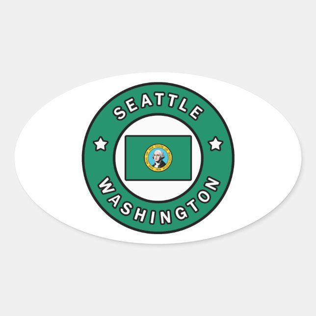 Seattle Washington Oval Sticker (Front)