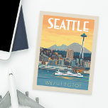 Seattle, Washington Postcard<br><div class="desc">Anderson Design Group is an award-winning illustration and design firm in Nashville,  Tennessee. Founder Joel Anderson directs a team of talented artists to create original poster art that looks like classic vintage advertising prints from the 1920s to the 1960s.</div>