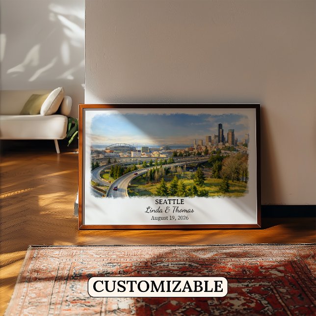 Seattle Washington Poster, Watercolor, Custom Poster (Creator Uploaded)
