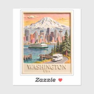 Seattle Washington Road Trip Textured City Skyline