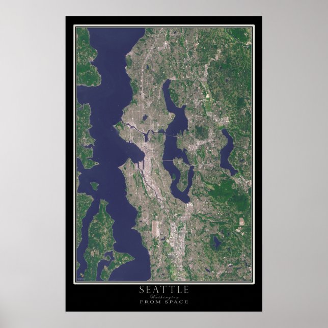 Seattle Washington Satellite Poster Map (Front)