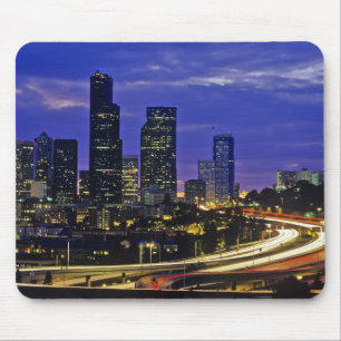 Seattle, Washington skyline at night Mouse Mat