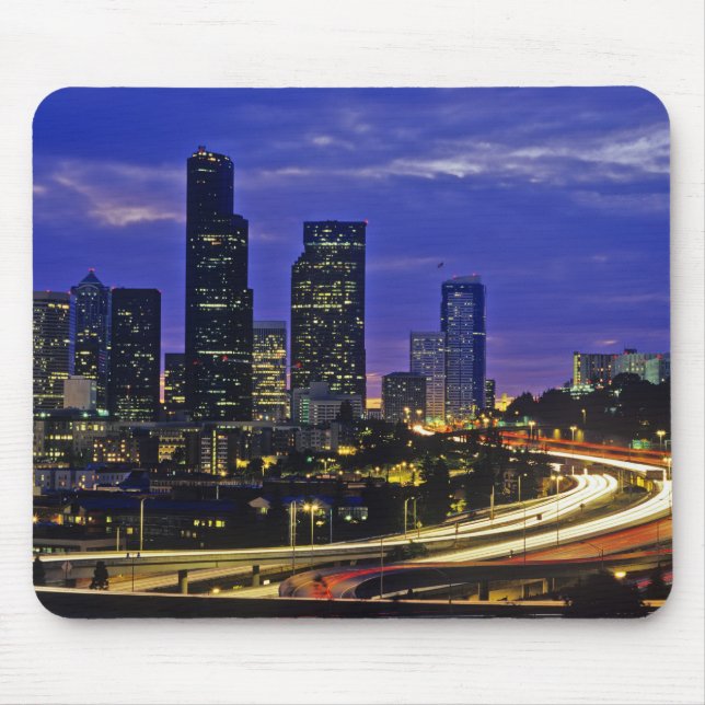 Seattle, Washington skyline at night Mouse Mat (Front)