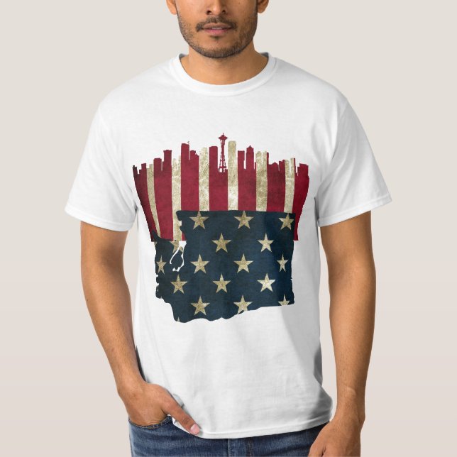 Seattle, Washington Skyline Flag Shirt (Front)