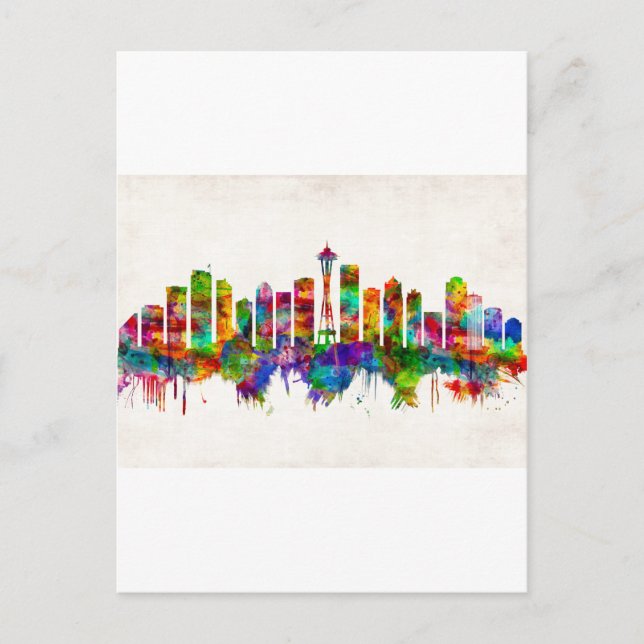 Seattle Washington Skyline Holiday Postcard (Front)