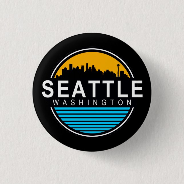 Seattle Washington Skyline  Keychain 3 Cm Round Badge (Front)