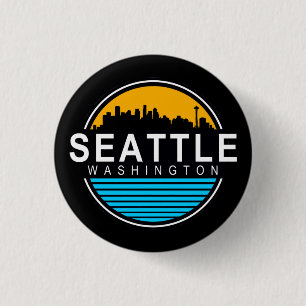 Seattle Washington Skyline  Keychain 3 Cm Round Badge