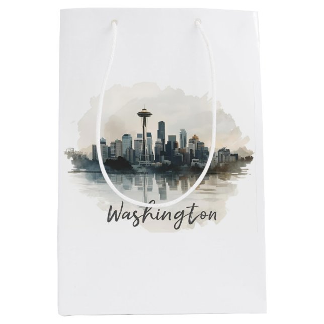 Seattle, Washington Skyline Medium Gift Bag (Front)