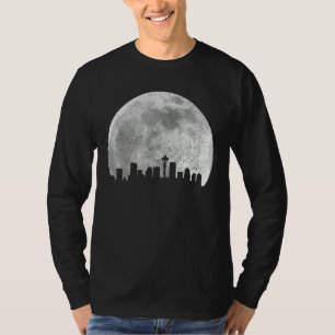 Seattle Washington Skyline Moon Pride Vintage Seat T-Shirt