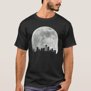 Seattle Washington Skyline Moon Pride Vintage Seat T-Shirt