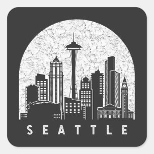 Seattle Washington Skyline Square Sticker