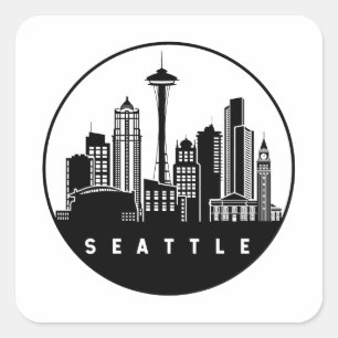 Seattle Washington Skyline Square Sticker