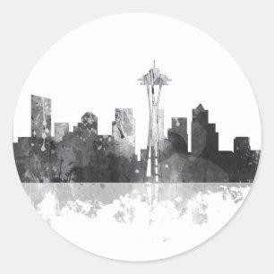 SEATTLE WASHINGTON SKYLINE -Stickers Classic Round Sticker
